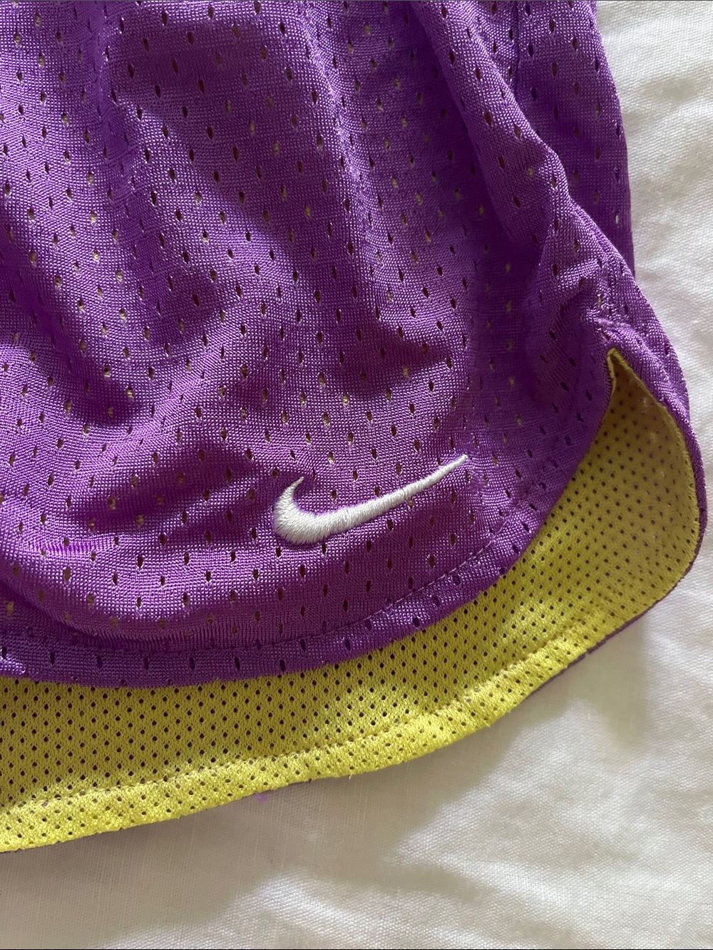 Nike Women’s Purple and Yellow Athletic Shorts - Picture 2 of 4